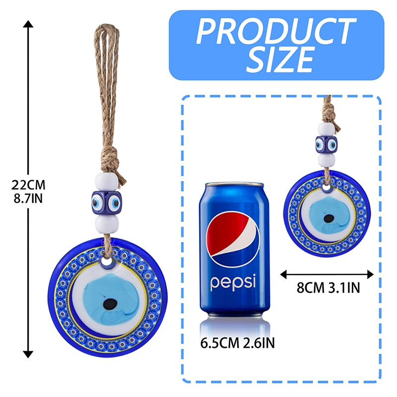 H&D Glass Turkish Blue Evil Eye Medál Lucky Amulett falra akasztható Talisman Boho Otthoni Irodai Dekoráció Védelem Ajándék Autós Varázslatok