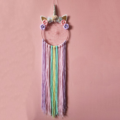 Apăsător de vise cu LED-uri, clopoței de vânt cu unicorn Ornamente agățate pentru decor pentru dormitor, fundal, pene de prins de vise