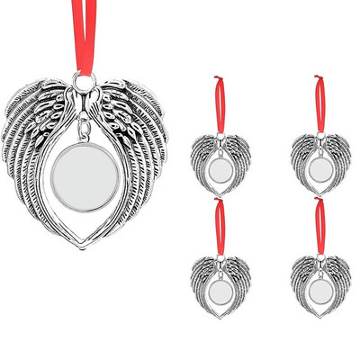 Sublimacijski ukras u obliku krila anđela, prazan vrući prijenos, ukras za božićno drvce, božićnu zabavu