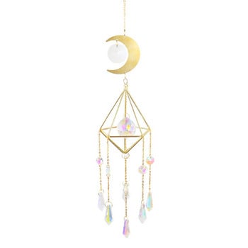 Diamond Wind Chime Μυτερή χάντρα Λουλούδι Μεταλλικό Πλαίσιο Σελήνη Πρίσμα Κρυστάλλινο Κόσμημα Παράθυρο Αυτοκινήτου Κρεμαστό Στολίδι Διακόσμηση σπιτιού