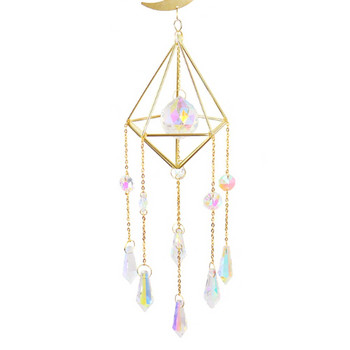 Diamond Wind Chime Μυτερή χάντρα Λουλούδι Μεταλλικό Πλαίσιο Σελήνη Πρίσμα Κρυστάλλινο Κόσμημα Παράθυρο Αυτοκινήτου Κρεμαστό Στολίδι Διακόσμηση σπιτιού