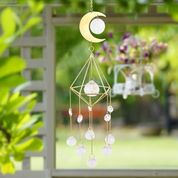 Wind Chime Κρυστάλλινο φως που τραβάει τα βλέμματα διαμάντι Moon Prism Μεταλλικό πλαίσιο Φωτισμός Μπάλα με μυτερή χάντρα Κοσμήματα λουλουδιών Διακόσμηση σπιτιού