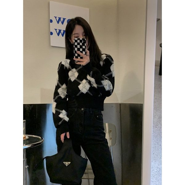 Pulover de toamna iarna cu nasturi si guler