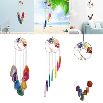 Wind Chime Tree of Luck Κρυστάλλινοι Φέτες Αχάτη Χειροποίητη κρεμάστρα τοίχου Αξεσουάρ Διαλογισμός Στολίδια