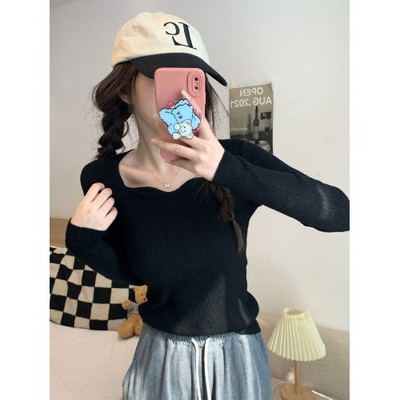 Pulover de damă, de culoare uni, cu decolteu în V