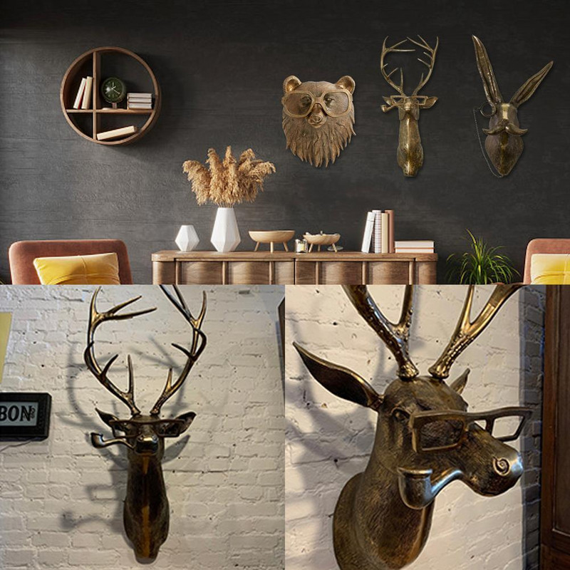 Bronzat Aluminiu Staute Animal Demon Iepure Urs Louie Cerb Acasă Agățat Decor Ochelari de Perete Fumatul Cu Pipă Frankie Decor
