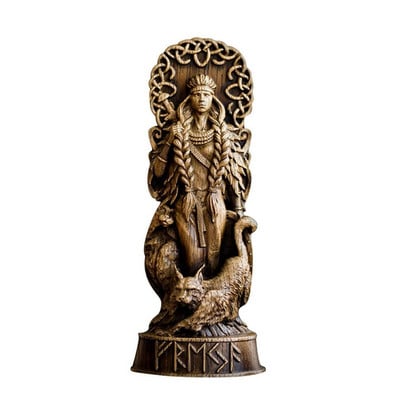 Ornamente din rășină Panteon Statuie Freyja Zei nordici Sculptură Altar Păgân Asatru Zei Viking Zeițe Sculptură Scandinavă