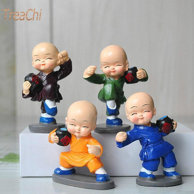 4 τμχ Mini Shaolin Kung Fu Kid Four Little Monks for Decoration Car Baby παιχνίδι