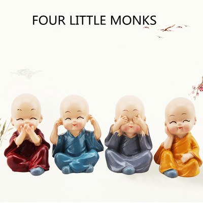 4 bucăți Mini Shaolin Kung Fu Kid Patru Călugări mici pentru decorarea mașinii Jucărie pentru copii