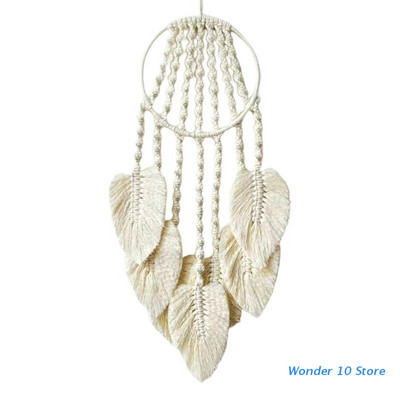 Makramé falra akasztható álomfogó, kézzel készített szőtt 7 leveles bojt kárpit gyerekszoba esküvői dekorációhoz