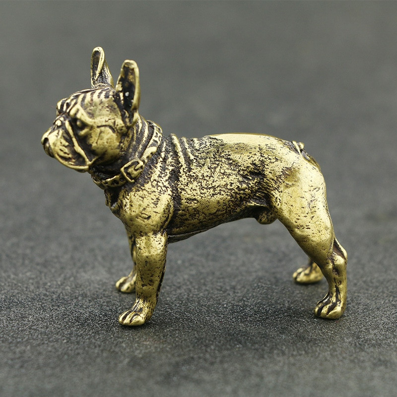 Réz asztaldíszek Bulldog Miniatűrök Figurák Kézzel készített Retro Sárgaréz Állat Kutya szobor Otthoni dekorációk Kiegészítők Kézműves
