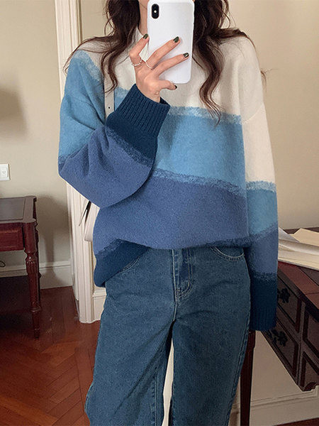 Pulover de dama lat cu decolteu oval