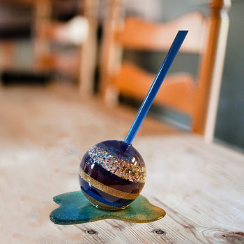 Αστείο παγωτό που λιώνει γυαλιστερό γλυπτό επιφάνειας εργασίας Διακόσμηση Popsicles ρητίνη Άγαλμα Παγωτό Τραπέζι Κεντρικό Ρητίνη Crafts
