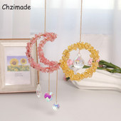 Chzimade 1 buc cristale rotunde de lună clopoței de vânt agățat cu prismă de captare a soarelui candelabru de captare a soarelui lucrat manual pentru decorarea grădinii de acasă