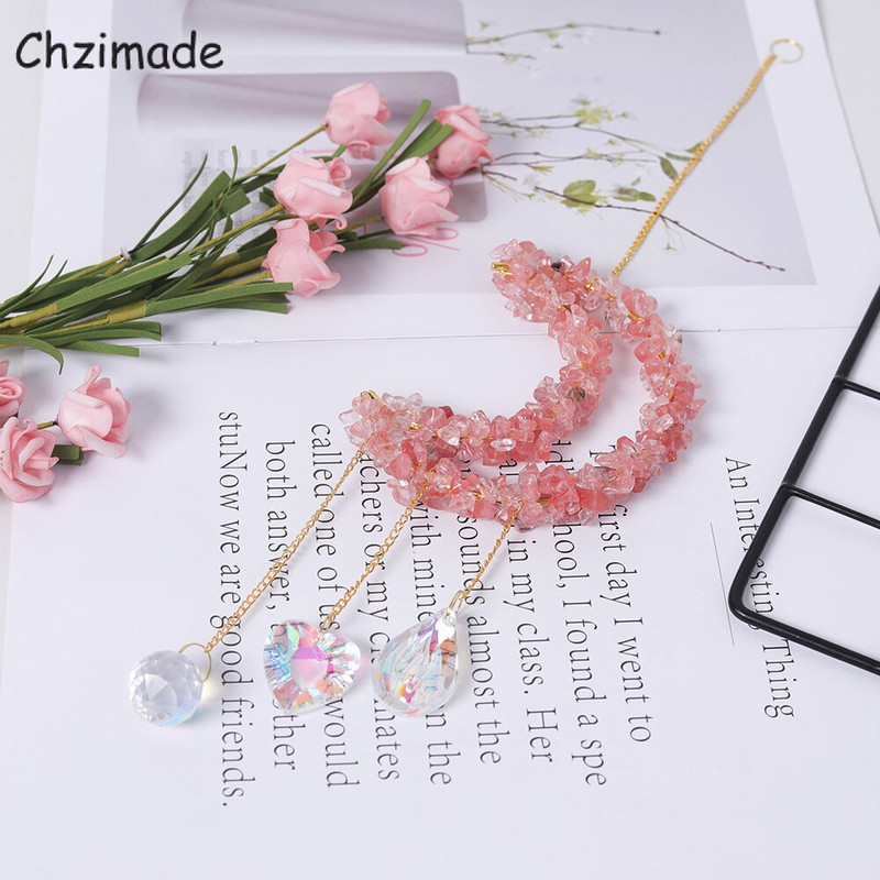 Chzimade 1 buc cristale rotunde de lună clopoței de vânt agățat cu prismă de captare a soarelui candelabru de captare a soarelui lucrat manual pentru decorarea grădinii de acasă