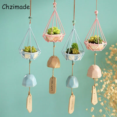 Chzimade Nordic Resin Flower Plants Γλάστρες Wind Chime Διακόσμηση σπιτιού Αξεσουάρ Κρεμαστά μενταγιόν Φιγούρα Wind Chime Crafts