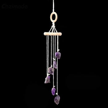 Chzimade Φυσική Κρυστάλλινη Πέτρα Wind Chimes Κρεμαστά Πρίσμα Στολίδι Θεραπευτική Πέτρα Windchime Κρεμαστό παράθυρο Διακόσμηση σπιτιού