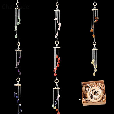 Chzimade Φυσική Κρυστάλλινη Πέτρα Wind Chimes Κρεμαστά Πρίσμα Στολίδι Θεραπευτική Πέτρα Windchime Κρεμαστό παράθυρο Διακόσμηση σπιτιού