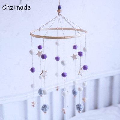 Chzimade Element de recuzită pentru bile din pâslă, clopoței de vânt realizat manual, clopoțel de pat, decorare suspendată pentru cameră de copii, artizanat nordic