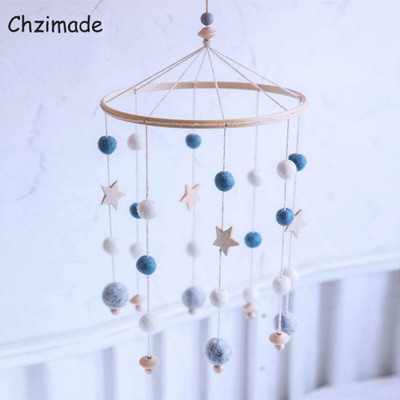Chzimade Element de recuzită pentru bile din pâslă, clopoței de vânt realizat manual, clopoțel de pat, decorare suspendată pentru cameră de copii, artizanat nordic