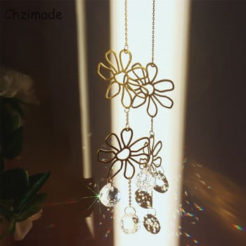 Chzimade Crystal Catcher Glass Prisms Κρεμαστά Rainbow Windchimes Για Κουρτίνες Παραθύρων Πολυέλαιος Μενταγιόν λουλουδιών Διακόσμηση Wind Chimes