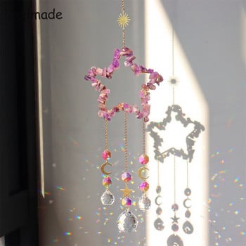 Chzimade Crystal Wind Chime Star Sun Catcher Φυσική Πέτρα Πεντάγραμμο Windchimes Prisms Κρεμαστό Diy Light Catcher Rainbow Hanging