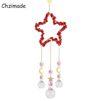 Chzimade Crystal Wind Chime Star Sun Catcher Φυσική Πέτρα Πεντάγραμμο Windchimes Prisms Κρεμαστό Diy Light Catcher Rainbow Hanging