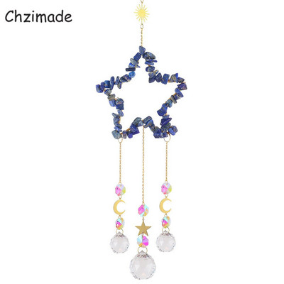 Chzimade kristály szélcsengő csillag napfogó természetes kő Pentagram szélcsengő prizmák medál barkács fényfogó szivárvány függő