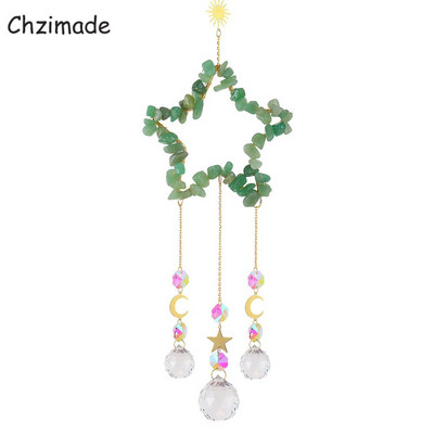 Chzimade kristály szélcsengő csillag napfogó természetes kő Pentagram szélcsengő prizmák medál barkács fényfogó szivárvány függő