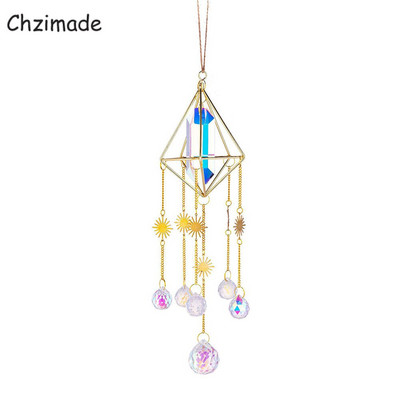 Chzimade Crystal Windchimes Κρεμαστό Ήλιος Εξάγωνο Πρίσματα Sun Light Catcher Παράθυρο Κήπου Γάμος Κρεμαστό Σπίτι Διακόσμηση Wind Chime