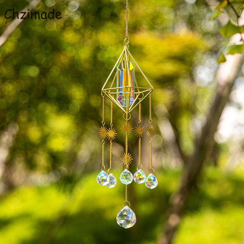 Chzimade kristály szélcsengő napfényfüggő hatszög prizmák napfényfogó kerti ablak esküvői függő lakberendezési szélcsengő