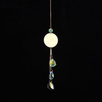 Chzimade Crystal Wind Chime Copper Star Moon μενταγιόν Dream Sun Catchers Windchimes Στολίδια Διακόσμηση κήπου σπιτιού