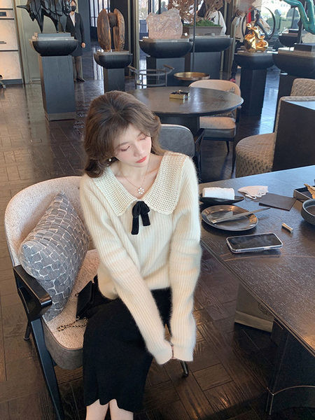 Pulover casual dama cu panglica