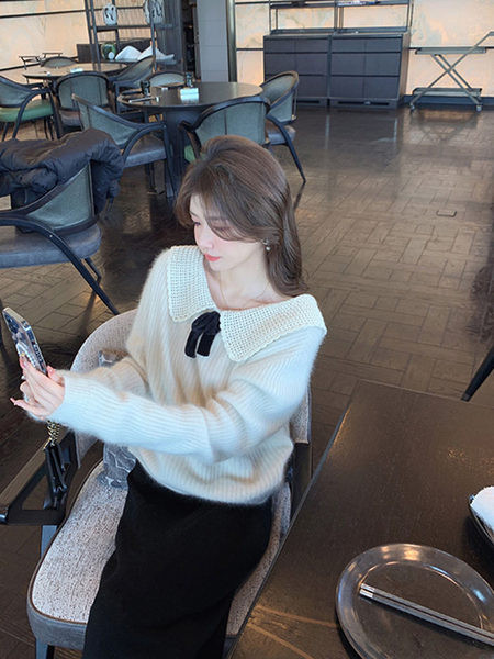 Pulover casual dama cu panglica