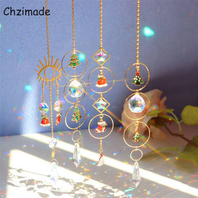 Chzimade Χριστουγεννιάτικο κρύσταλλο στολίδι Windchime Star Moon μενταγιόν Χειροποίητο Κήπος Wind Chimes Diy Κρεμαστό παράθυρο Διακόσμηση σπιτιού