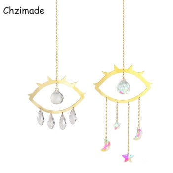 Chzimade Metal Evil Eyes Crystal Wind Chimes Διακοσμητικό κρεμαστό παράθυρο οικιακής χρήσης Πολύχρωμο κρεμαστό μενταγιόν εξωτερικού χώρου