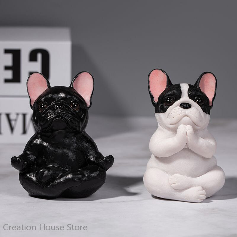 Kūrybinis jogos menas prancūzų buldogo dervos statula Modernaus stiliaus namų dekoravimas amatai darbalaukio papuošalai automobilio interjero prietaisų skydelio dekoras