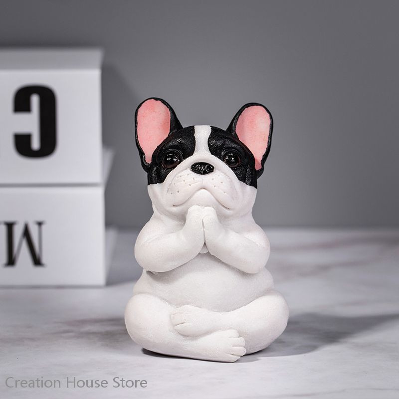 Kūrybinis jogos menas prancūzų buldogo dervos statula Modernaus stiliaus namų dekoravimas amatai darbalaukio papuošalai automobilio interjero prietaisų skydelio dekoras
