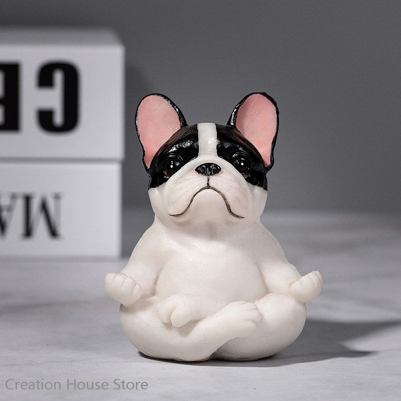 Kūrybinis jogos menas prancūzų buldogo dervos statula Modernaus stiliaus namų dekoravimas amatai darbalaukio papuošalai automobilio interjero prietaisų skydelio dekoras