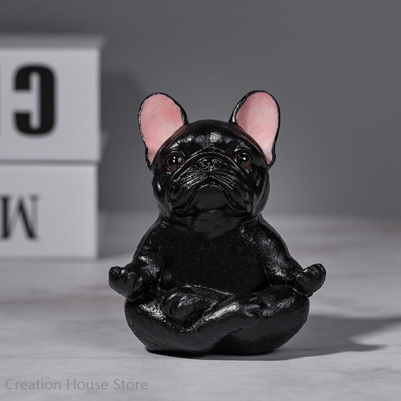 Kūrybinis jogos menas prancūzų buldogo dervos statula Modernaus stiliaus namų dekoravimas amatai darbalaukio papuošalai automobilio interjero prietaisų skydelio dekoras
