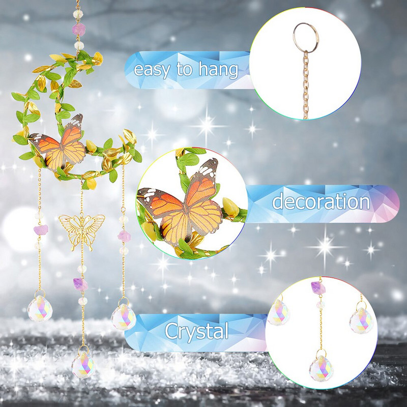 Krištolo vėjo varpelio papuošalai Langų užuolaidos pakabukas Namų sodas Pakabinamas namas Miegamasis Svetainės apdaila