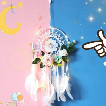Dream Catcher DIY Διακοσμητικό μενταγιόν Flower Dream Catcher Κρεμαστός τοίχος Διακόσμηση γάμου Dreamy girl Δώρο Διακόσμηση δωματίου
