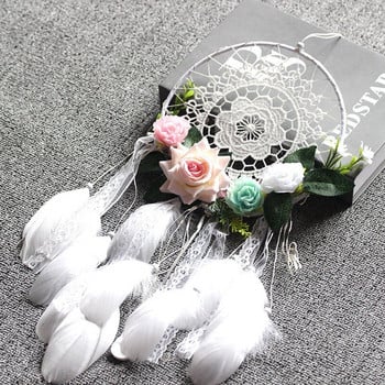 Dream Catcher DIY Διακοσμητικό μενταγιόν Flower Dream Catcher Κρεμαστός τοίχος Διακόσμηση γάμου Dreamy girl Δώρο Διακόσμηση δωματίου