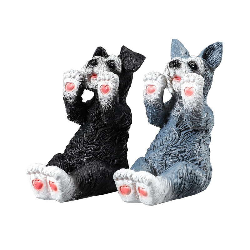 Schnauzer állatfigurák Díszek lakberendezéshez Asztali kiegészítők Asztali dekorációs figurák belső mobiltelefon-tartóhoz