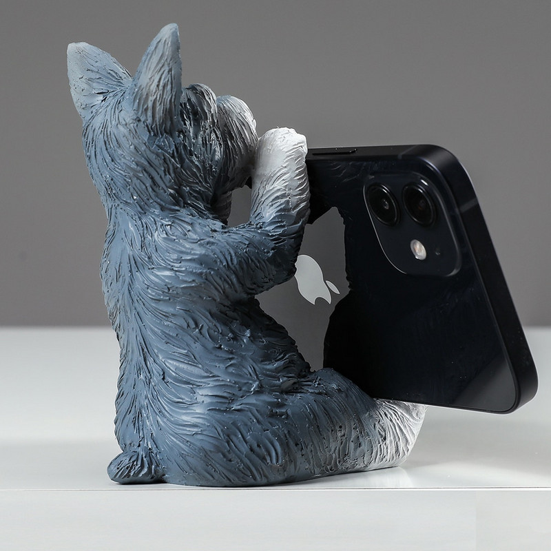 Schnauzer állatfigurák Díszek lakberendezéshez Asztali kiegészítők Asztali dekorációs figurák belső mobiltelefon-tartóhoz