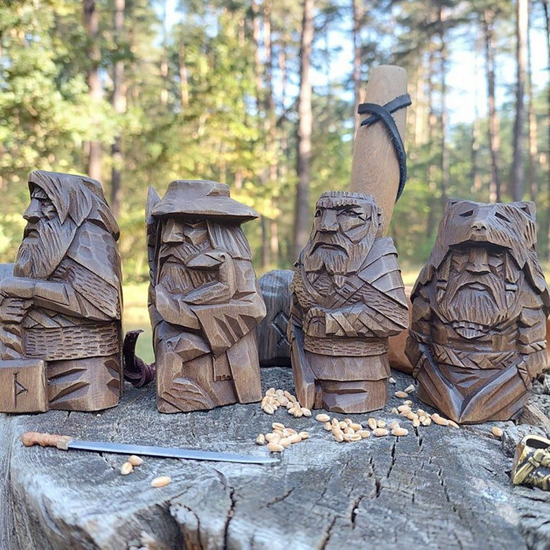 Odin Resin Viking szobor Barbár viking szobor Tyr szobrocska Gyanta szobor beltéri kültéri dekorációs díszekhez