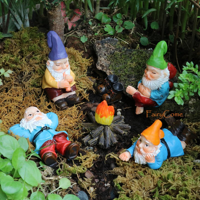 Κήπος Gnome ειδώλια Αστεία Gnomes Νάνος Διακόσμηση με άγαλμα Νεράιδα Κήπος Μινιατούρα Campfire Mini Elf Figure Στολίδι για εξωτερικούς χώρους