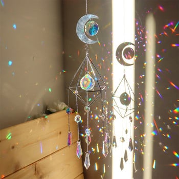 Διακόσμηση σπιτιού Moon Star Crystals Wind Chime Prism Sun Catchers Χειροποίητα κοσμήματα Κρεμαστό Κήπος Κρεμαστό Στολίδι Dream Catcher