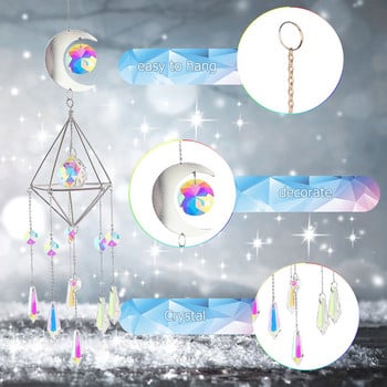 Διακόσμηση σπιτιού Moon Star Crystals Wind Chime Prism Sun Catchers Χειροποίητα κοσμήματα Κρεμαστό Κήπος Κρεμαστό Στολίδι Dream Catcher