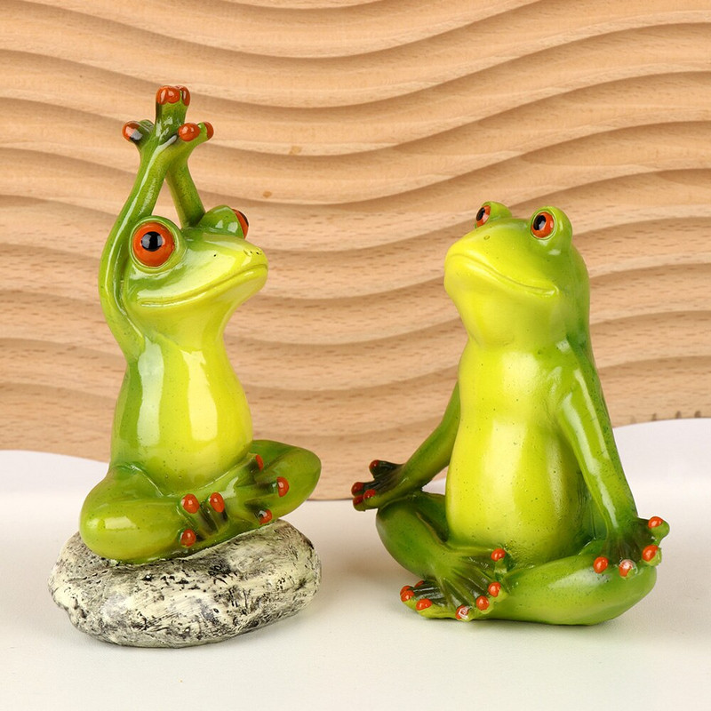 Aranyos kollekció Állat Jóga Béka Tündér Kert Figurák Miniatűr Táj Lakberendezési Kiegészítők Születésnapi ajándék Emléktárgyak